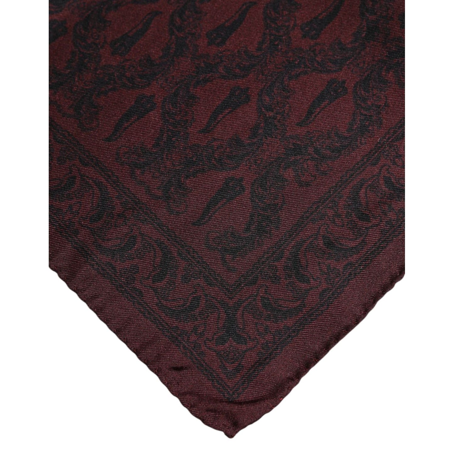 Dolce & Gabbana Maroon Black Printed Square Men Foulard Scarf Dolce & Gabbana