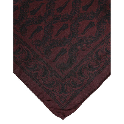 Dolce & Gabbana Maroon Black Printed Square Men Foulard Scarf Dolce & Gabbana