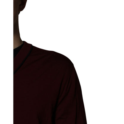 Dolce & Gabbana Maroon Cashmere V-neck Men Pullover Sweater Dolce & Gabbana