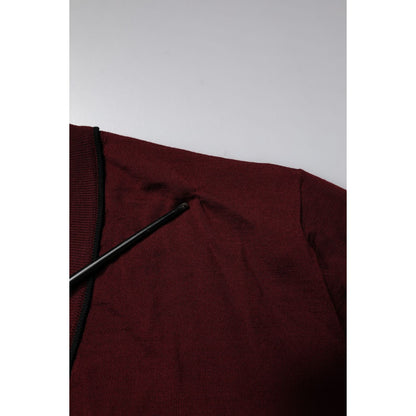 Dolce & Gabbana Maroon Cashmere V-neck Men Pullover Sweater Dolce & Gabbana