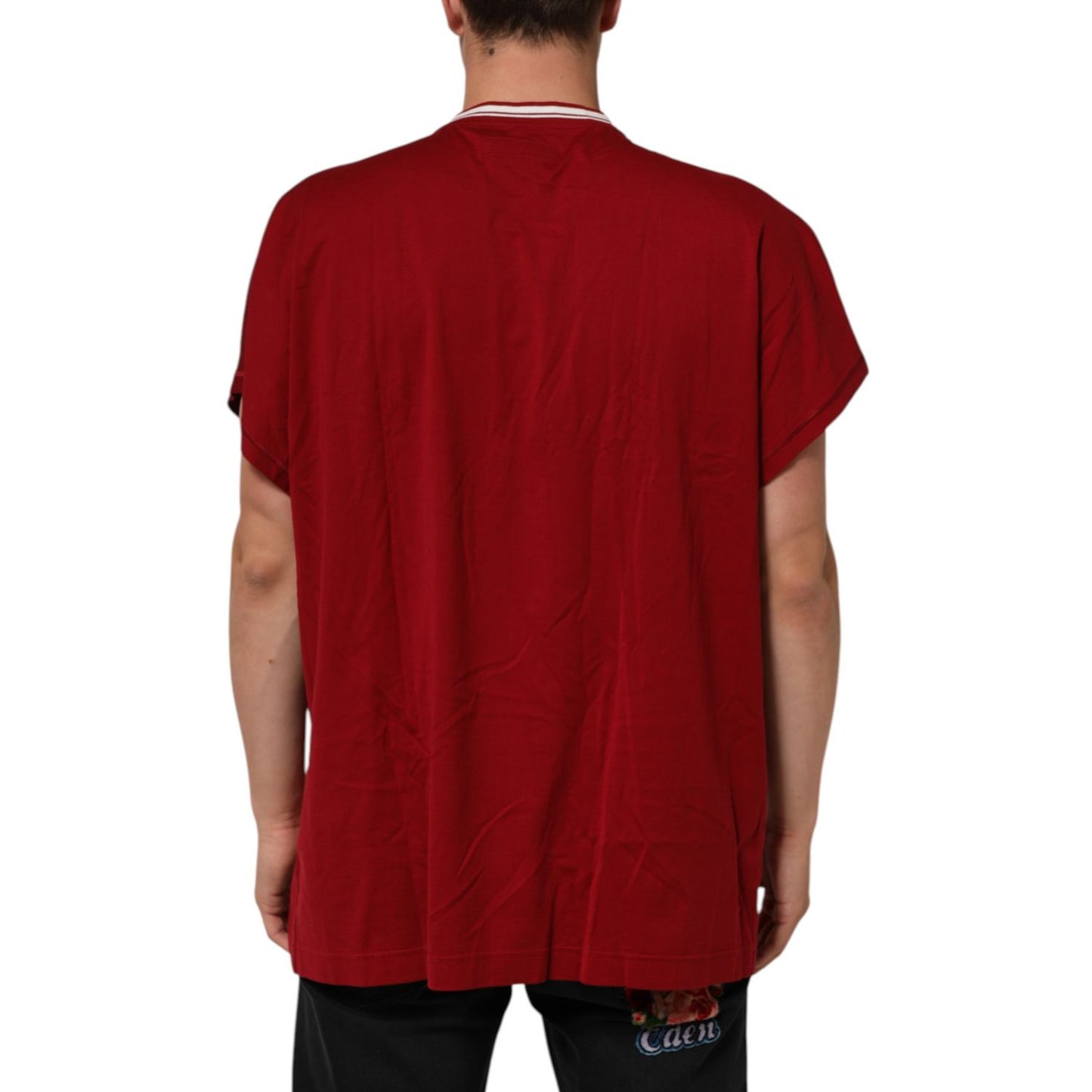 Dolce & Gabbana Maroon LogoCrown Cotton Half Sleeve T-shirt