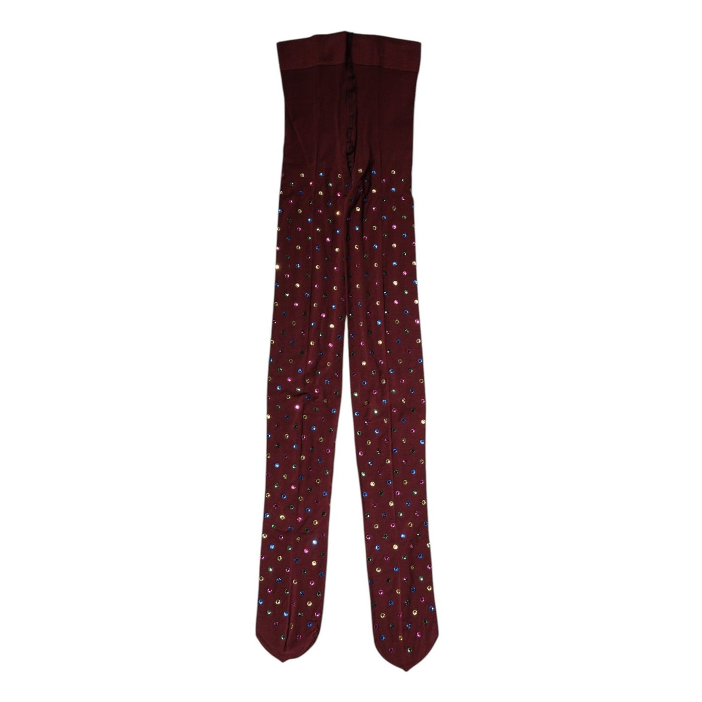 Dolce & Gabbana Maroon Nylon Crystal Embellished Pantyhose Tights Dolce & Gabbana