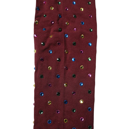 Dolce & Gabbana Maroon Nylon Crystal Embellished Pantyhose Tights Dolce & Gabbana