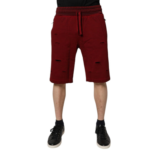 Dolce & Gabbana Maroon Rip Style Bermuda Sweatshorts Shorts 1728,67345645728,Bermuda - Shorts - Clothing,Clothing,Dolce & Gabbana,IT48 | M,IT50 | L,IT54 | XL,Maroon,Material: 100% Cotton,Men,Men - Clothing,New with tags,Shorts - Clothing,Shorts - Men - Cl
