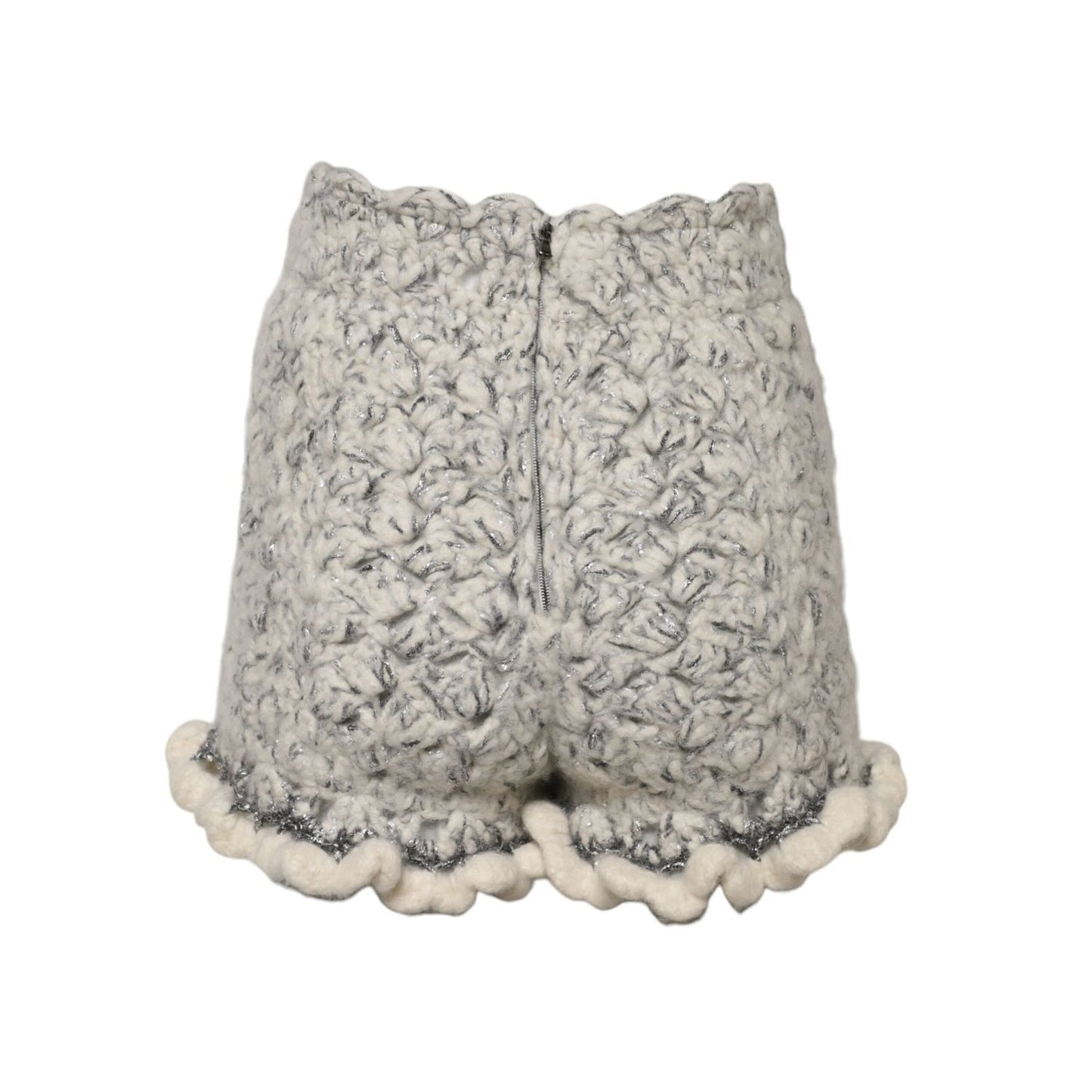 Dolce & Gabbana Metallic Bouclé Knit Cashmere Ruffled Shorts Dolce & Gabbana