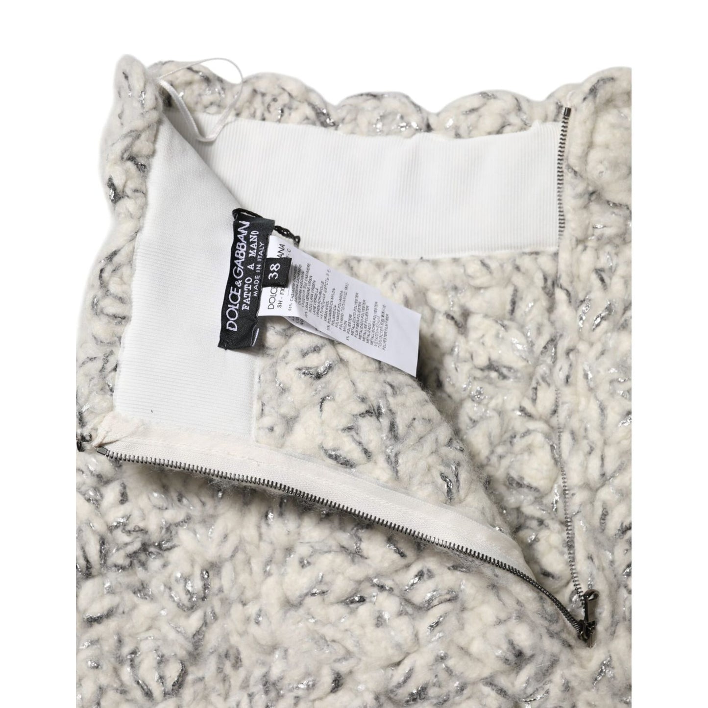 Dolce & Gabbana Metallic Bouclé Knit Cashmere Ruffled Shorts Dolce & Gabbana