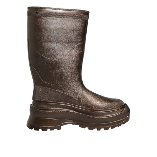 Dolce & Gabbana Metallic Brown Pull On Rain Boots Shoes Dolce & Gabbana