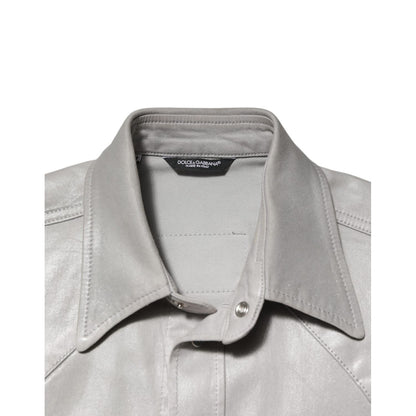 Dolce & Gabbana Metallic Gray Cotton Button Down Men Shirt