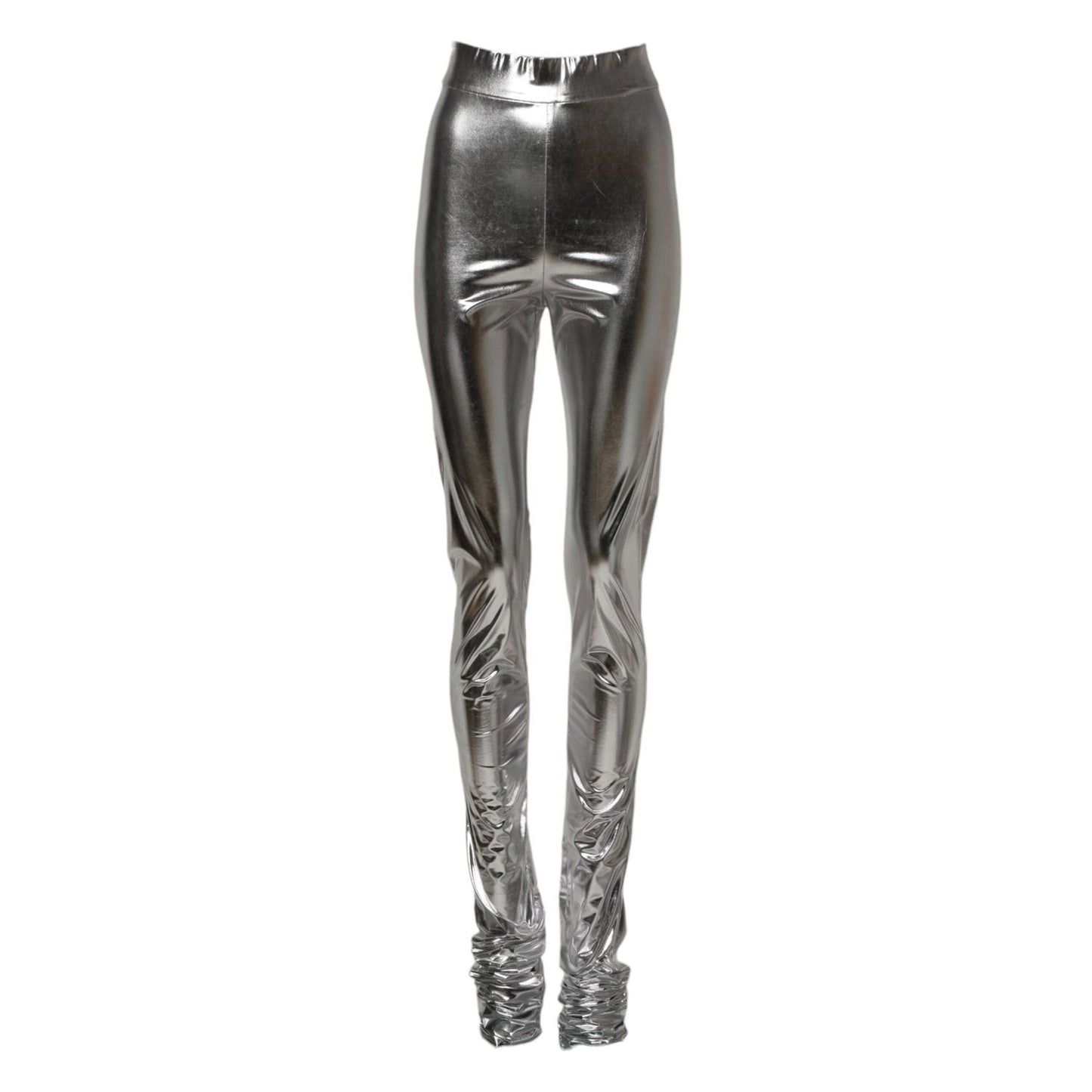 Dolce & Gabbana Metallic Silver Polyester Slim Fit Leggings Pants Dolce & Gabbana