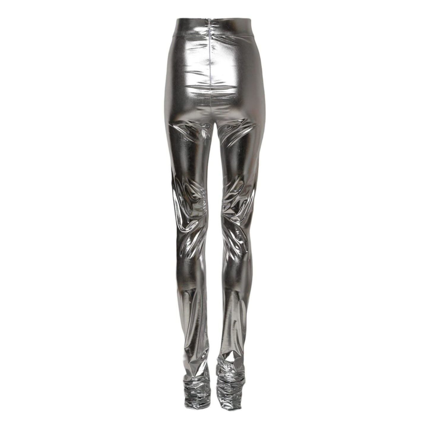 Dolce & Gabbana Metallic Silver Polyester Slim Fit Leggings Pants Dolce & Gabbana