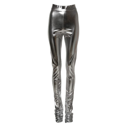 Dolce & Gabbana Metallic Silver Polyester Slim Fit Leggings Pants Dolce & Gabbana