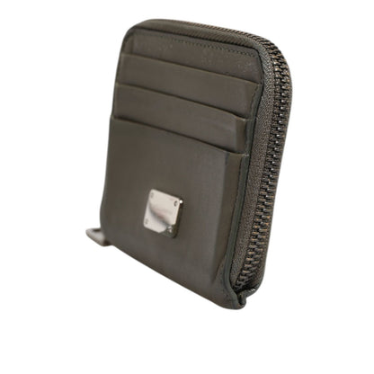 Dolce & Gabbana Military Green Leather Logo Plaque Card Holder Coin Purse Wallet Dolce & Gabbana