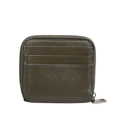 Dolce & Gabbana Military Green Leather Logo Plaque Card Holder Coin Purse Wallet Dolce & Gabbana
