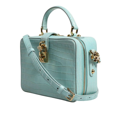 Dolce & Gabbana Mint Green Embossed Leather Padlock Shoulder Bag