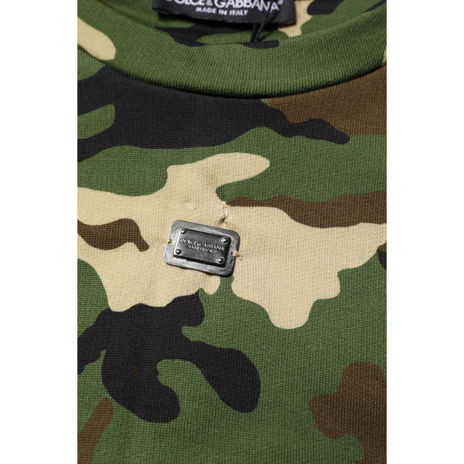 Dolce & Gabbana Multicolor Camou Cropped Sweatshirt Sweater