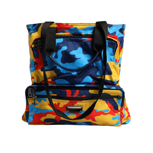 Dolce & Gabbana Multicolor Camouflage Nylon Shopping Tote Bag