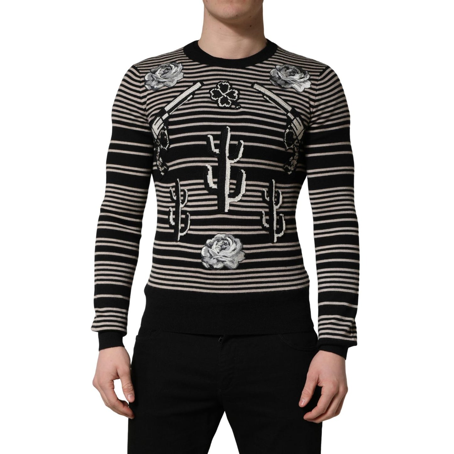 Dolce & Gabbana Multicolor Cashmere Striped CrewNeck Sweater