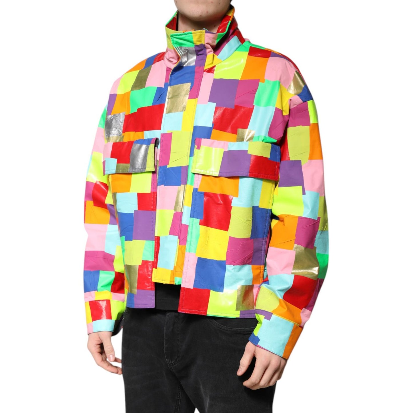 Dolce & Gabbana Multicolor Cotton Full Zip Men Biker Jacket Dolce & Gabbana
