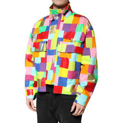 Dolce & Gabbana Multicolor Cotton Full Zip Men Biker Jacket Dolce & Gabbana