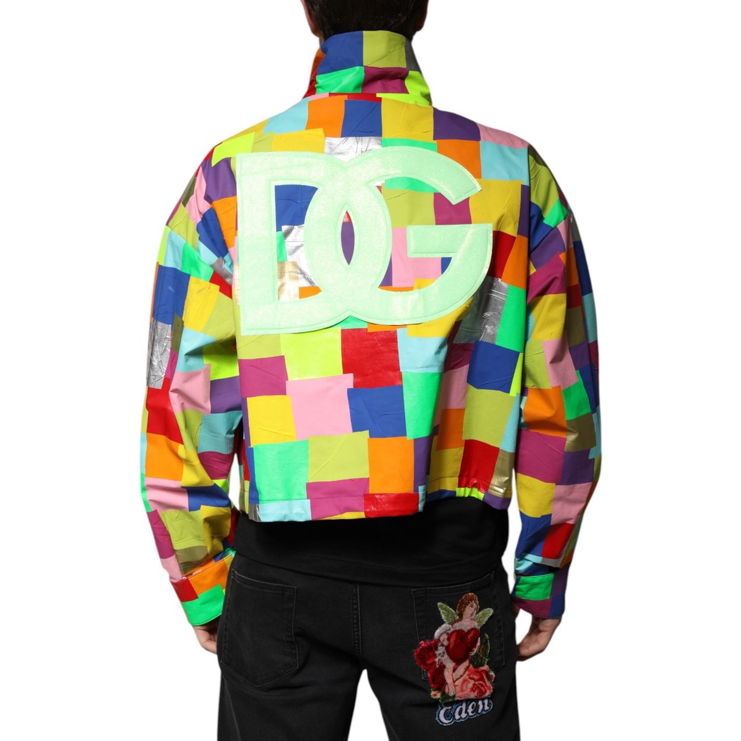 Dolce & Gabbana Multicolor Cotton Full Zip Men Biker Jacket Dolce & Gabbana
