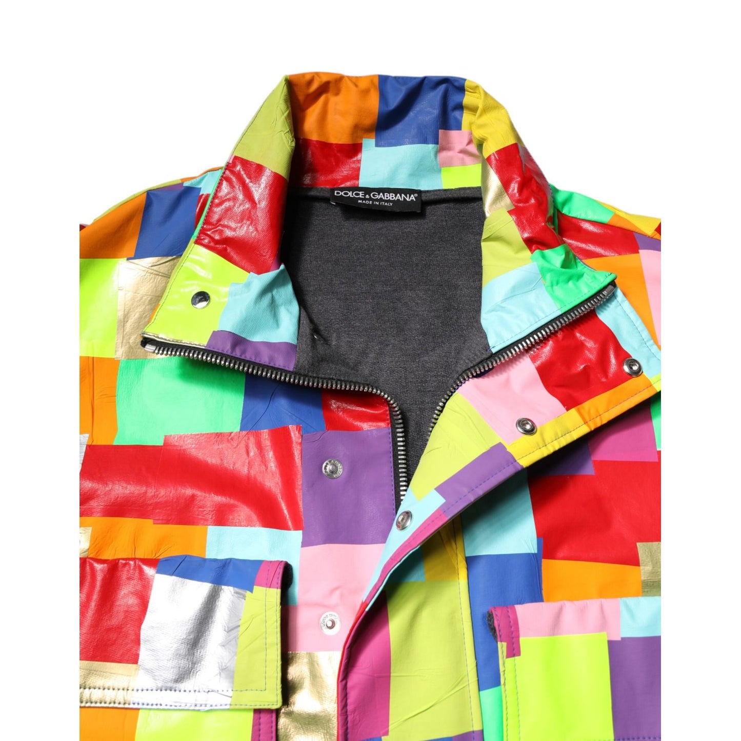 Dolce & Gabbana Multicolor Cotton Full Zip Men Biker Jacket Dolce & Gabbana