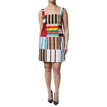 Dolce & Gabbana Multicolor Cotton Stripe Sleeveless Dress Dolce & Gabbana