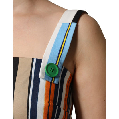 Dolce & Gabbana Multicolor Cotton Stripe Sleeveless Dress Dolce & Gabbana