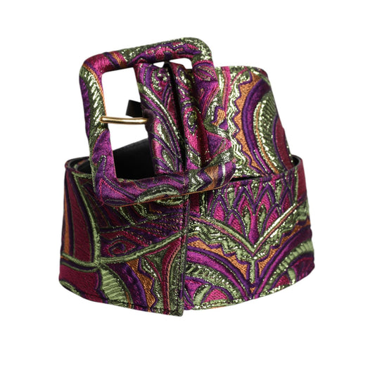 Dolce & Gabbana Multicolor Floral Jacquard Wide Waist Belt Dolce & Gabbana