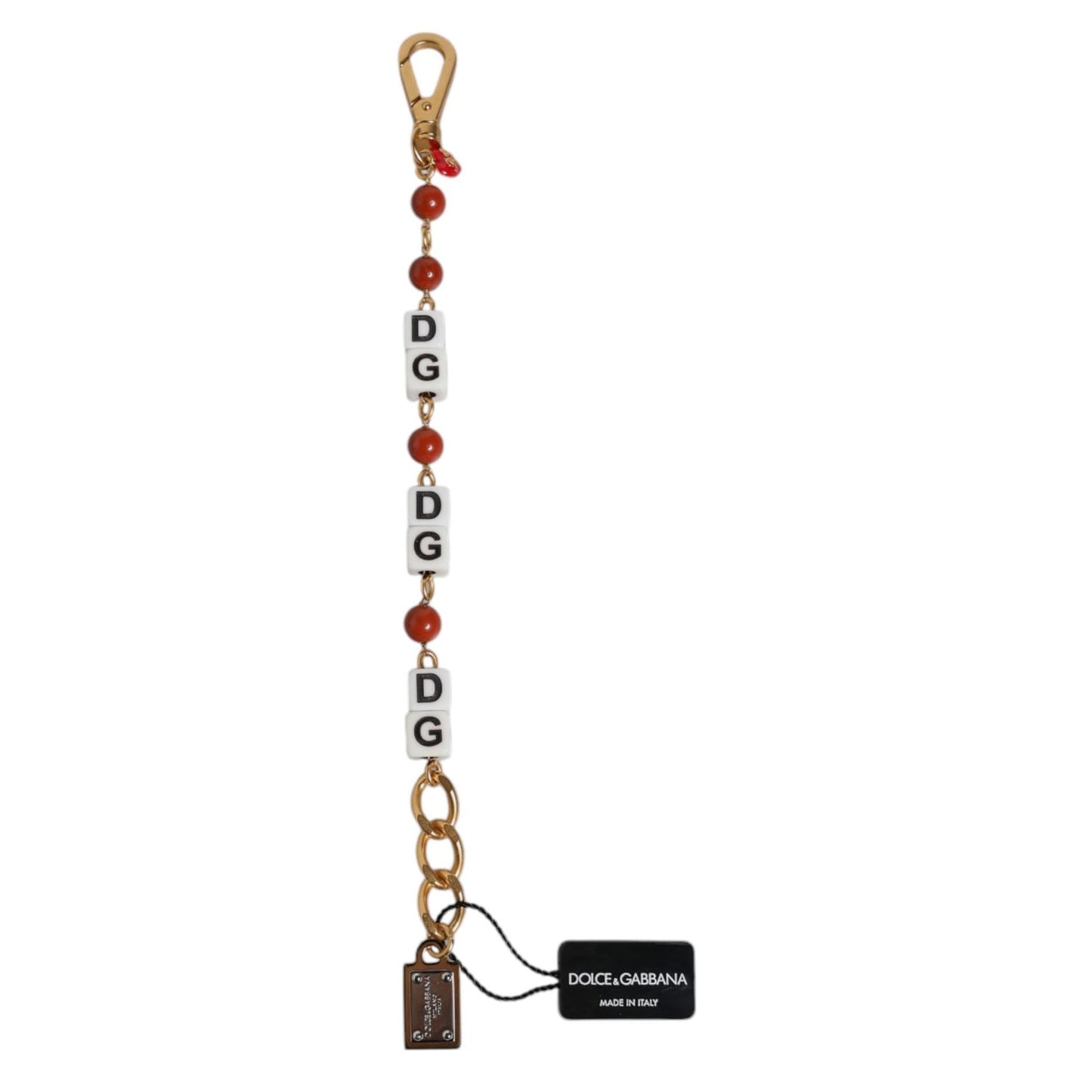 Dolce & Gabbana Multicolor Gold Tone Brass Chain DG Logo Dice Bracelet Dolce & Gabbana