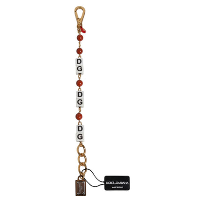 Dolce & Gabbana Multicolor Gold Tone Brass Chain DG Logo Dice Bracelet Dolce & Gabbana