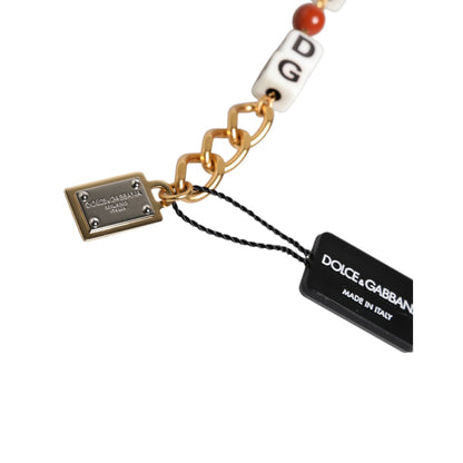 Dolce & Gabbana Multicolor Gold Tone Brass Chain DG Logo Dice Bracelet Dolce & Gabbana