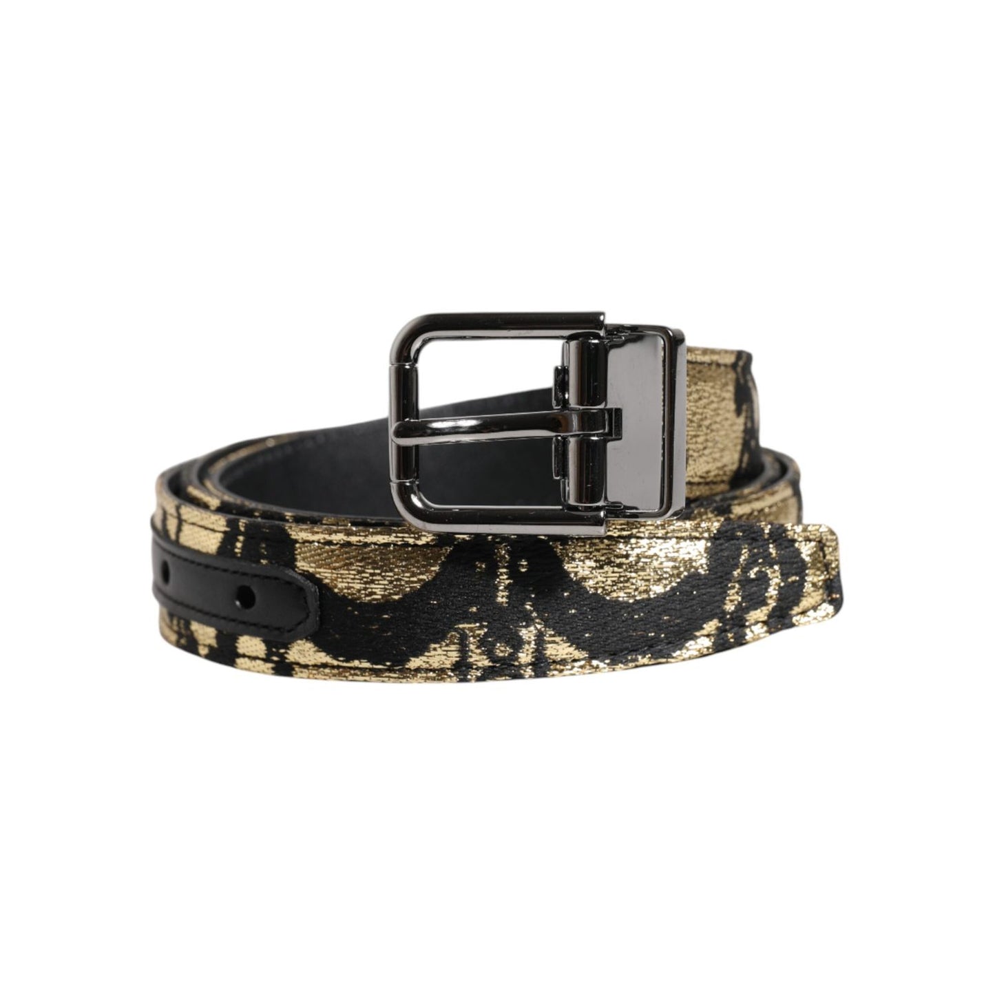 Dolce & Gabbana Multicolor Jacquard Leather Metal Buckle Belt Dolce & Gabbana