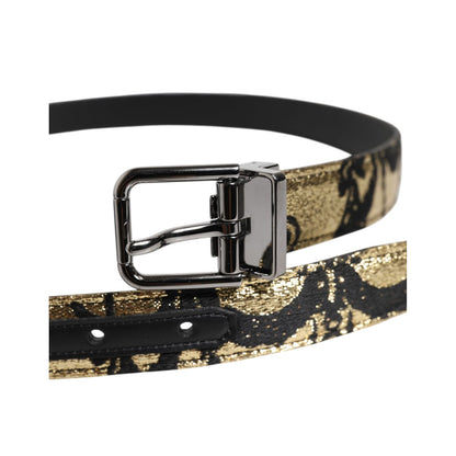 Dolce & Gabbana Multicolor Jacquard Leather Metal Buckle Belt Dolce & Gabbana