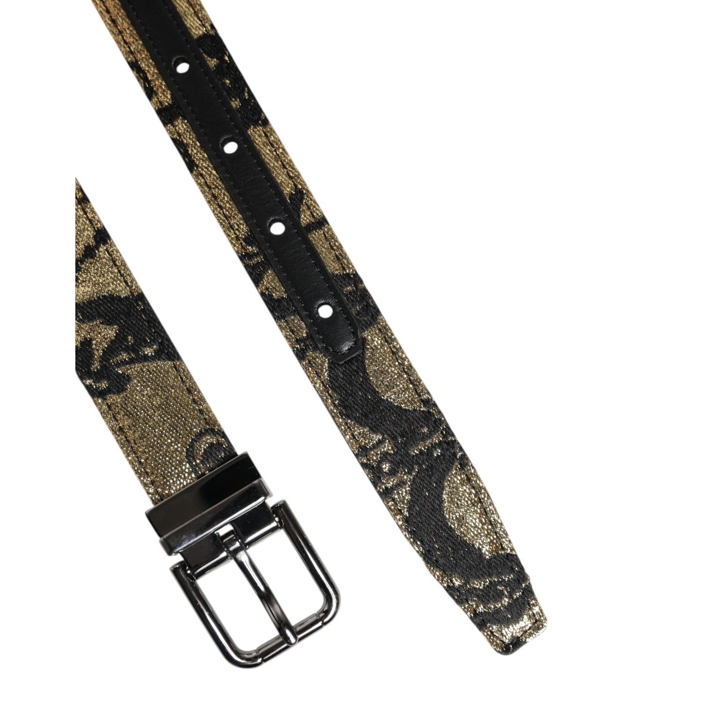 Dolce & Gabbana Multicolor Jacquard Leather Metal Buckle Belt Dolce & Gabbana