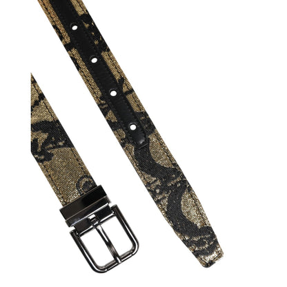 Dolce & Gabbana Multicolor Jacquard Leather Metal Buckle Belt Dolce & Gabbana