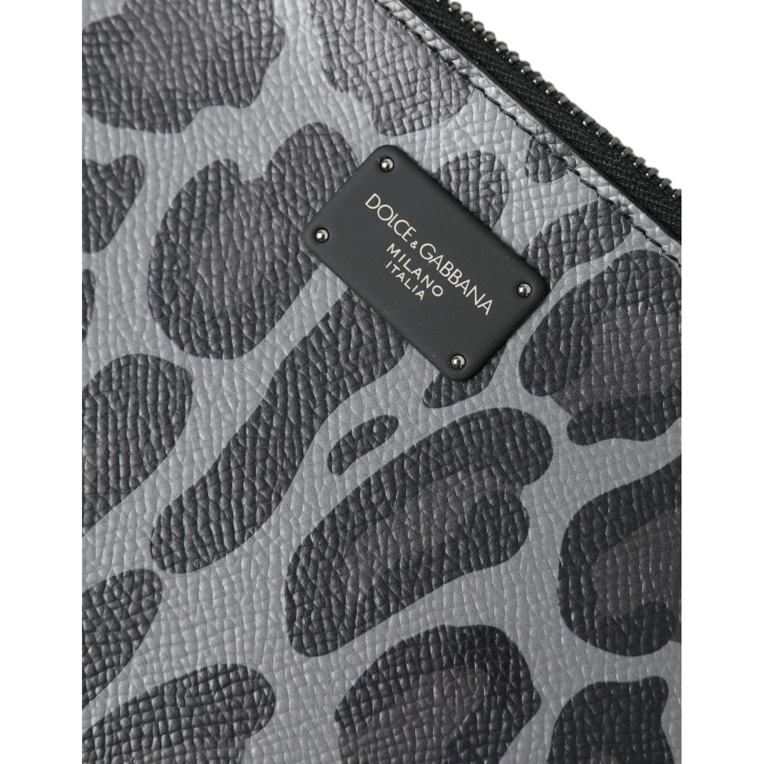 Dolce & Gabbana Multicolor Leopard Jacquard Logo Plaque Document Briefcase Bag