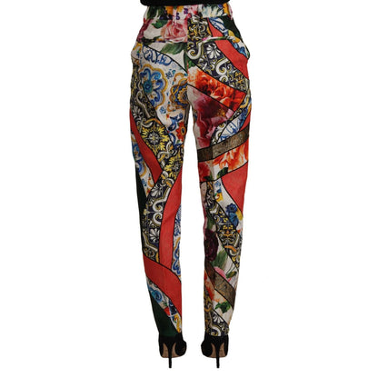 Dolce & Gabbana Multicolor Patchwork Jacquard High Waist Pants