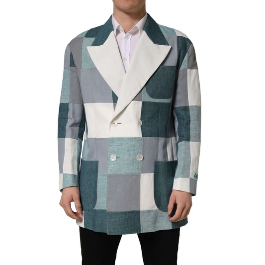 Dolce & Gabbana Multicolor Patchwork Linen Double Breasted Jacket
