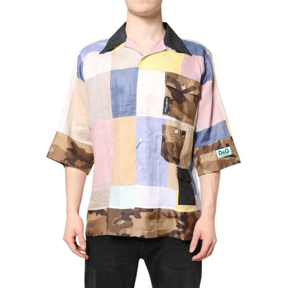 Dolce & Gabbana Multicolor Patchwork Short Sleeve Shirt Dolce & Gabbana