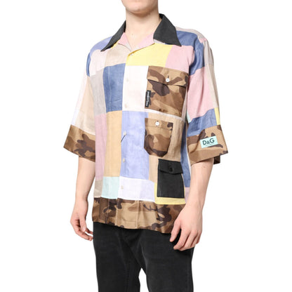 Dolce & Gabbana Multicolor Patchwork Short Sleeve Shirt Dolce & Gabbana