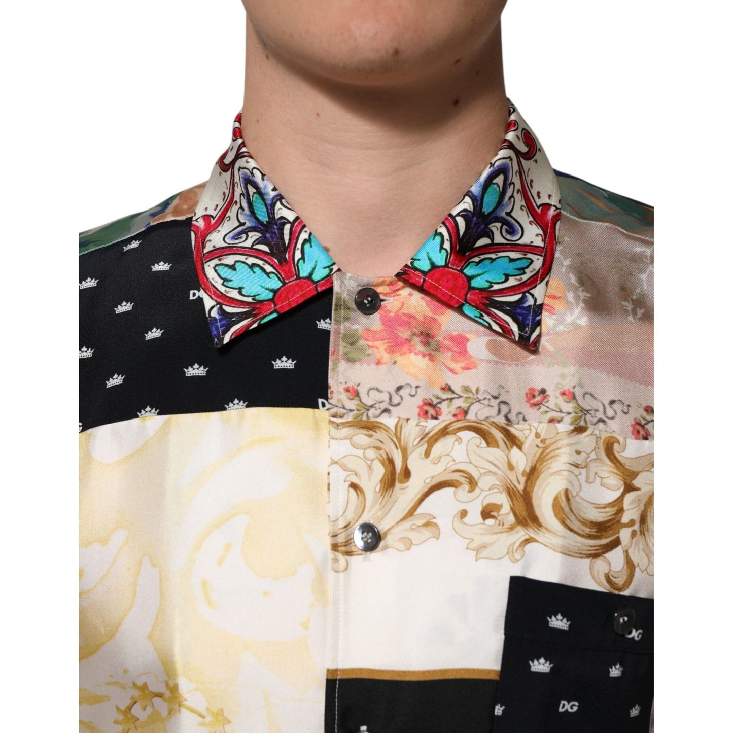 Dolce & Gabbana Multicolor Printed Button Down Casual Shirt