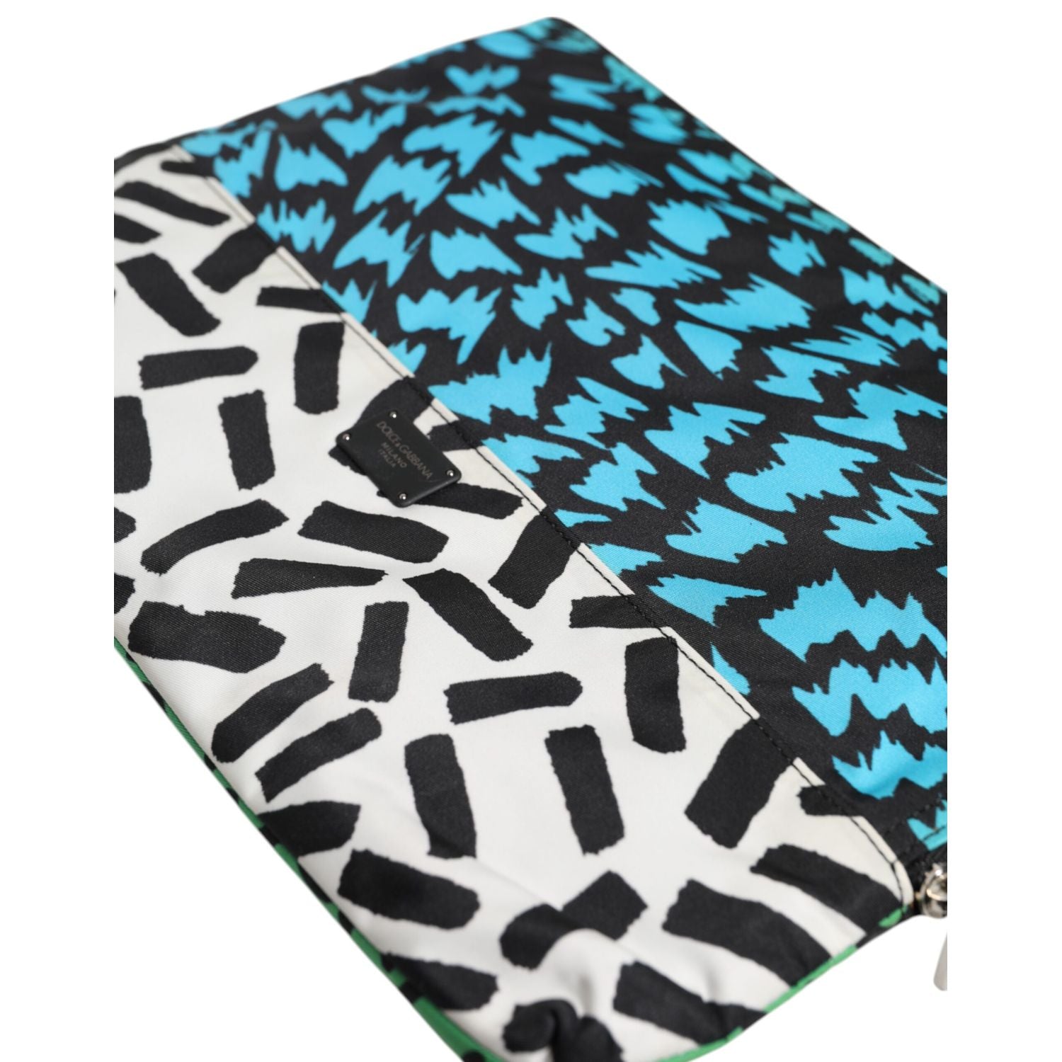 Dolce & Gabbana Multicolor Printed Nylon Logo Plaque Men Clutch Pouch Bag