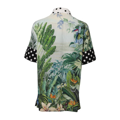 Dolce & Gabbana Multicolor Printed Silk Collared Shirt Top Dolce & Gabbana
