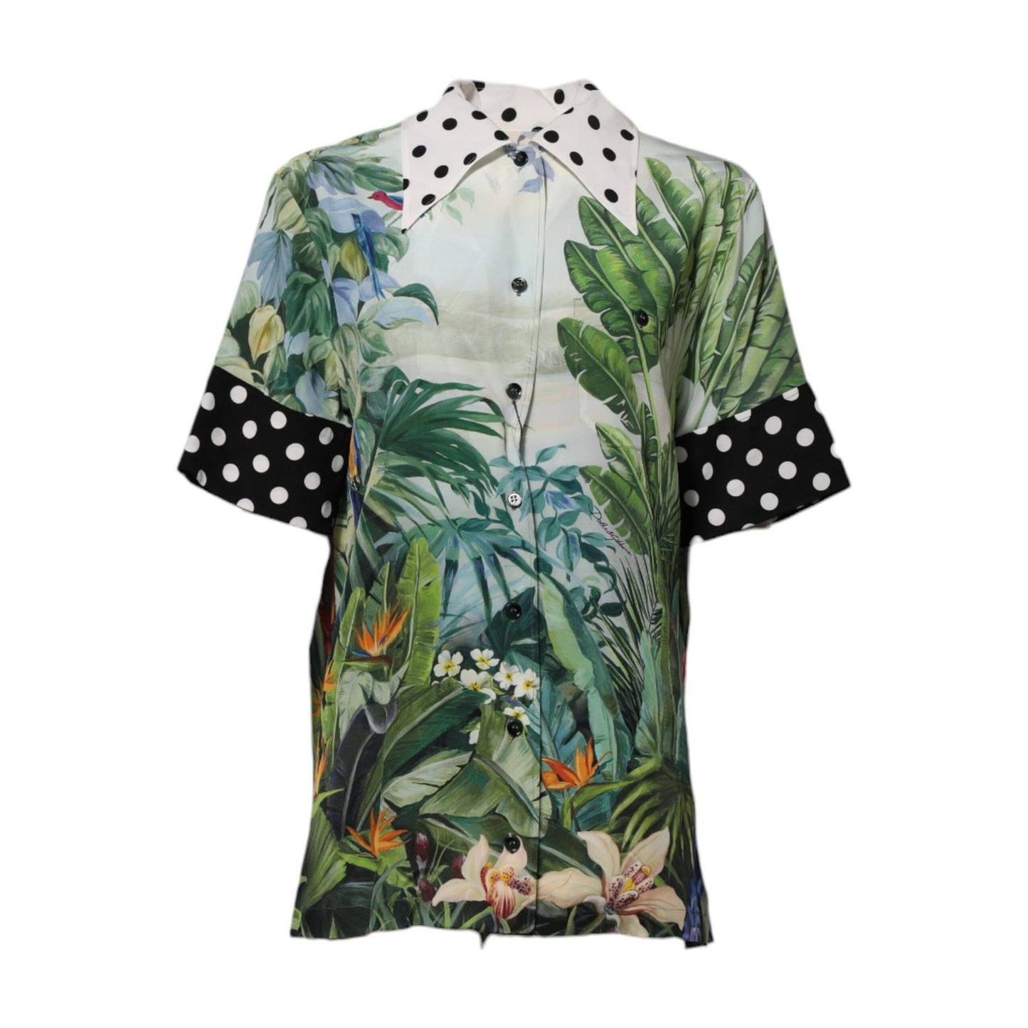 Dolce & Gabbana Multicolor Printed Silk Collared Shirt Top Dolce & Gabbana