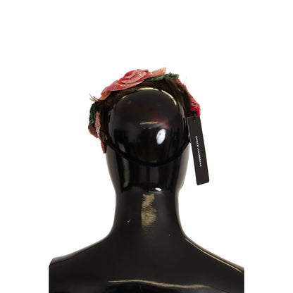 Dolce & Gabbana Multicolor Sequined Lurex Black Hair Headband Dolce & Gabbana