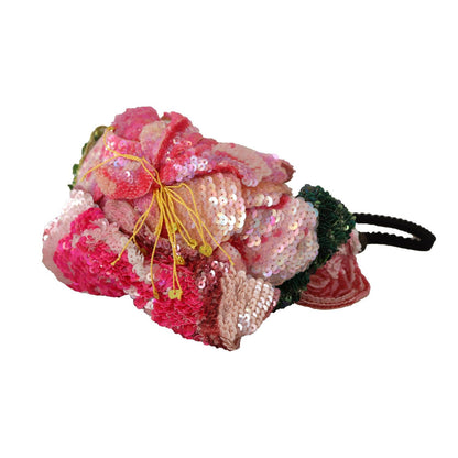 Dolce & Gabbana Multicolor Sequined Lurex Black Hair Headband Dolce & Gabbana