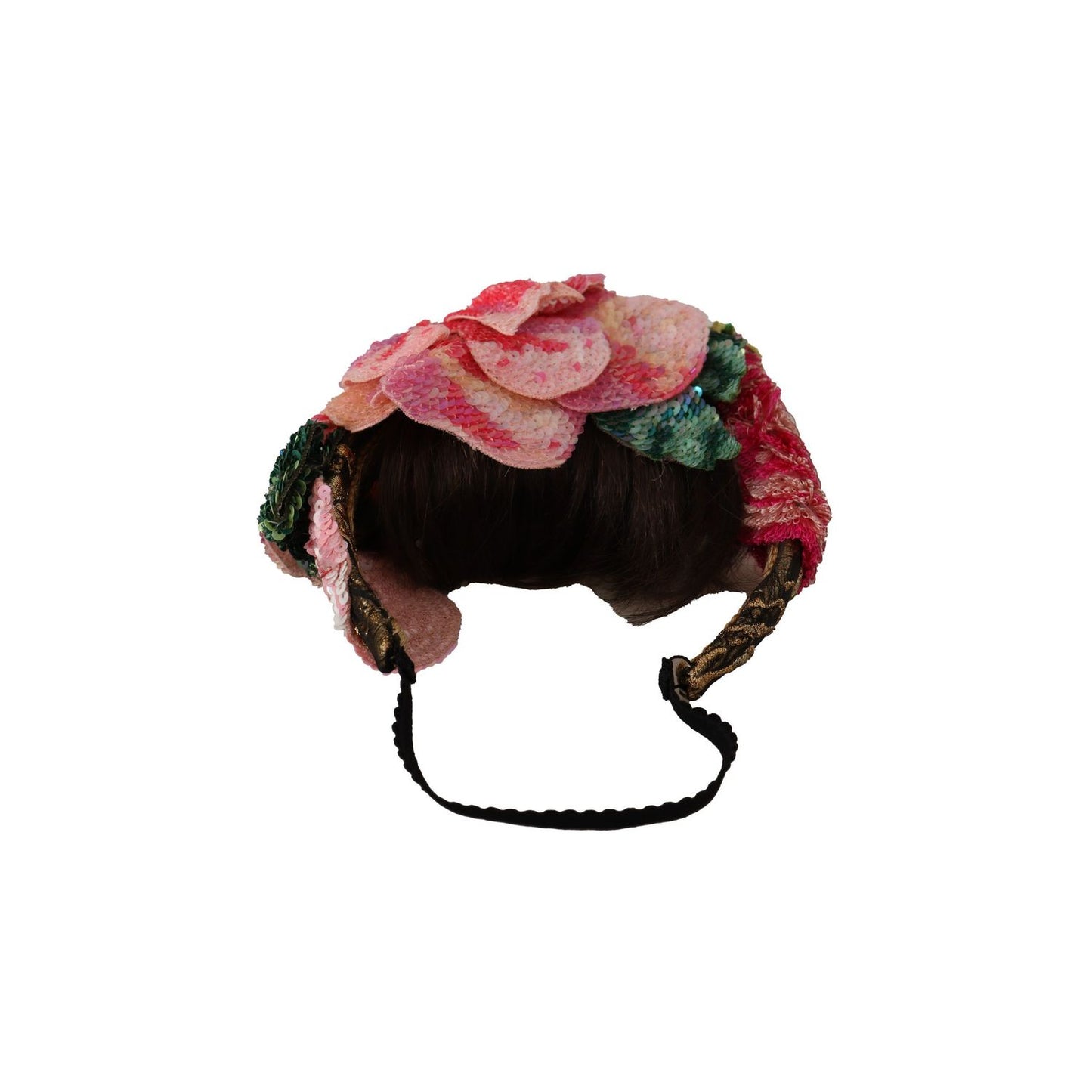 Dolce & Gabbana Multicolor Sequined Lurex Black Hair Headband Dolce & Gabbana