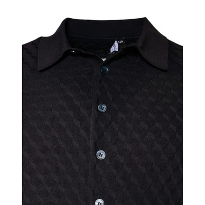 Dolce & Gabbana Multicolor Silk Button Down Collared T-shirt