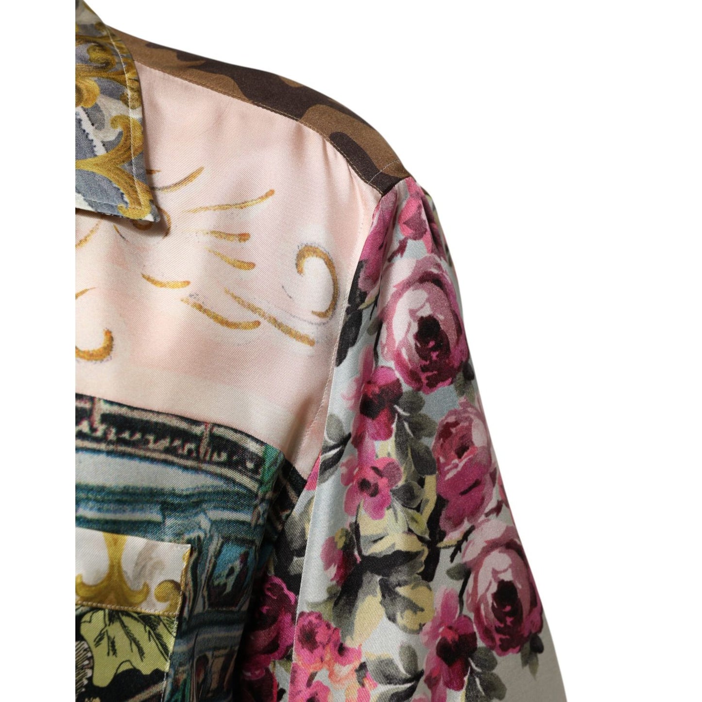 Dolce & Gabbana Multicolor Silk Opera Print Men Casual Shirt