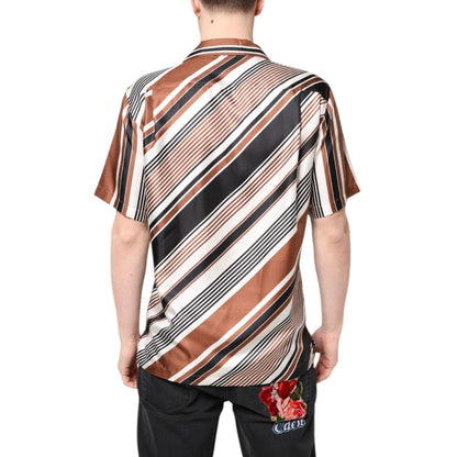 Dolce & Gabbana Multicolor Striped Silk Short Sleeves Shirt Dolce & Gabbana